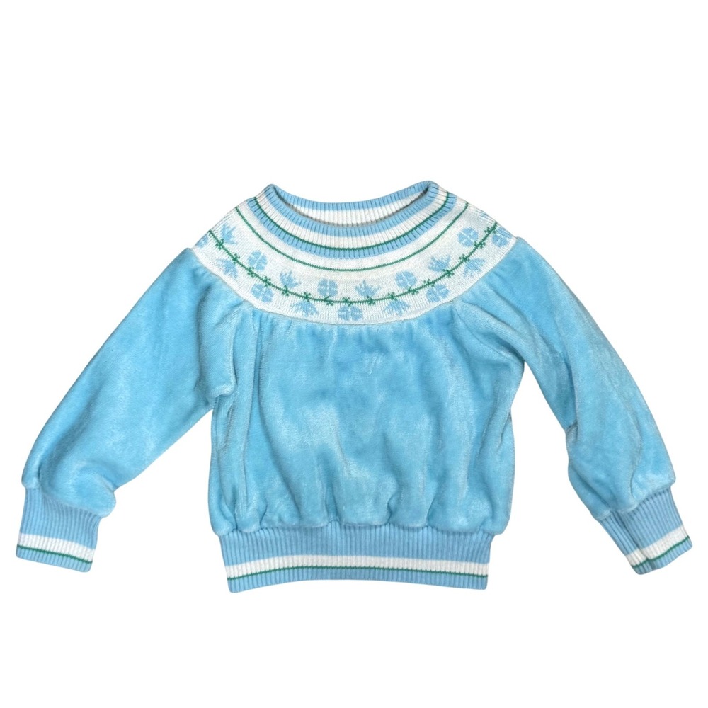 Vintage 70s Sears Winnie the Pooh Sweater 3t Disney Velour Fair Isle Perma Prest